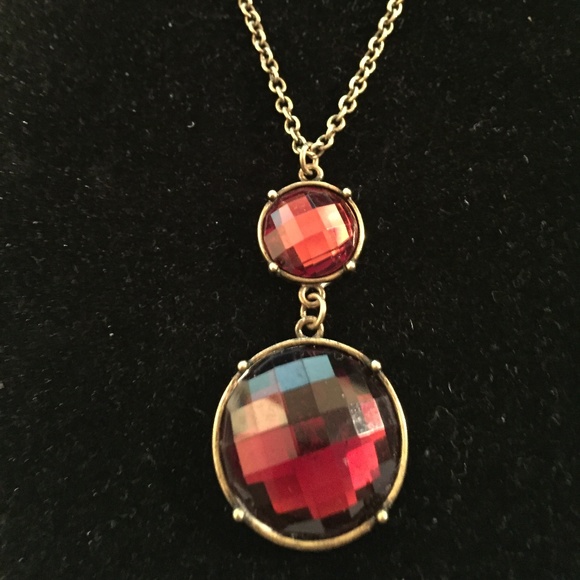 PREMIER DESIGN RUBY COLOR DROP PENDANT NECKLACE - Picture 1 of 3